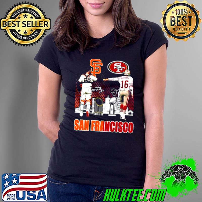 Premium an Francisco sport San Francisco Giants Buster Posey and San Francisco 49ers Joe Montana signatures Ladies Tee Premium an Francisco sport San Francisco Giants Buster Posey and San Francisco 49ers Joe Montana signatures Ladies Tee