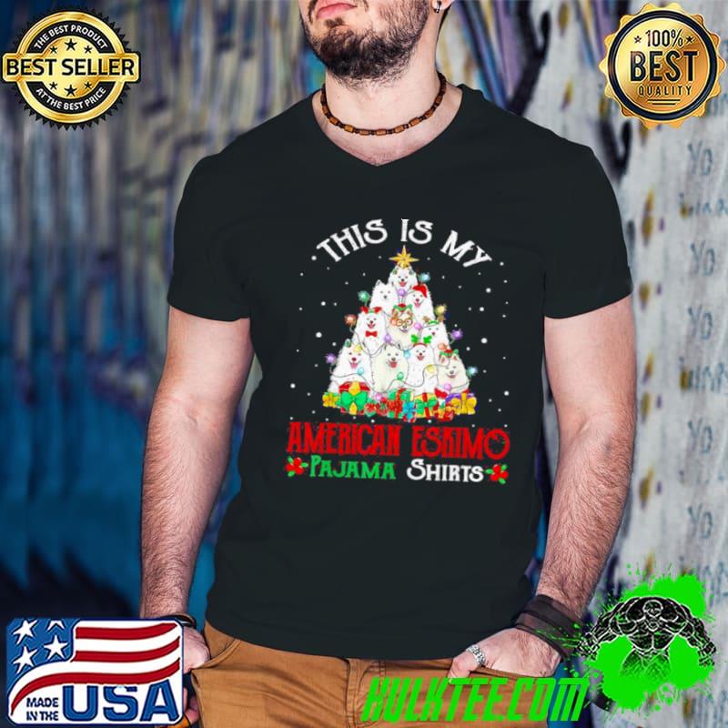 Premium Christmas Pajama Shirt American Eskimo Tree Dog Xmas Dog Dad Guys V Neck Premium Christmas Pajama Shirt American Eskimo Tree Dog Xmas Dog Dad Guys V Neck