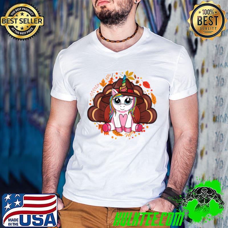 Premium cute Thanksgiving Shirt Girls Kids Toddler Turkey Unicorn T-Shirt