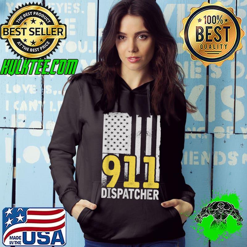 Premium dispatcher 911 American Flag Responder Patriotic Yellow Line T-Shirt