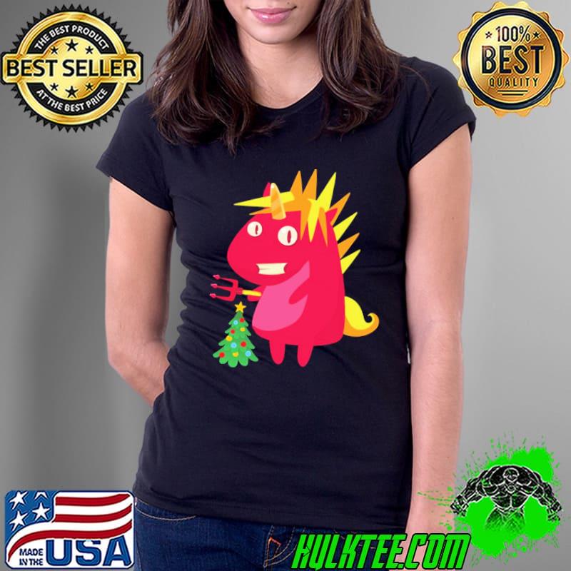 Premium Evil Unicorn With Christmas Tree Unisex T-Shirt Ladies Tee Premium Evil Unicorn With Christmas Tree Unisex T-Shirt Ladies Tee