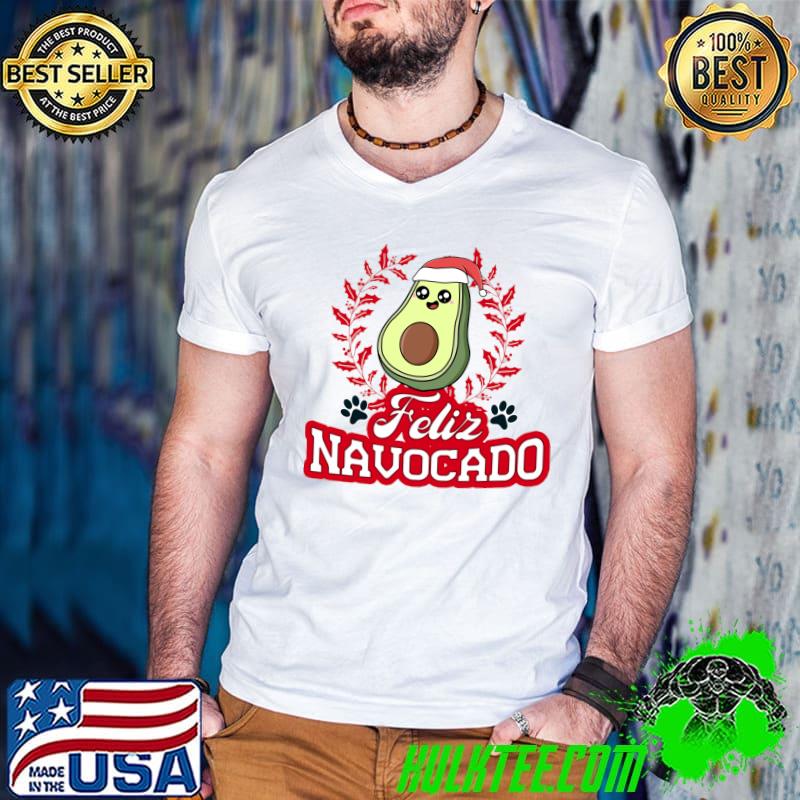 Premium fELIZ NAVOCADO Navidad Avocado Santa Hat Merry Christmas T-shirt