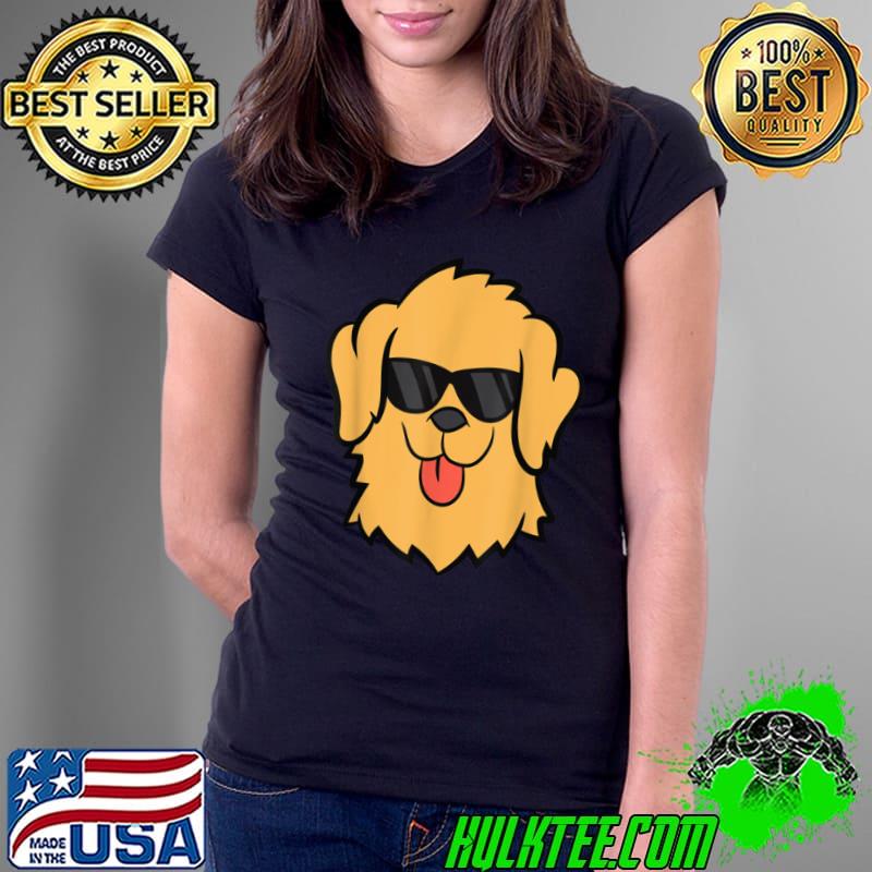 Premium Golden Retriever Dog With Sunglasses Golden Retriever T Shirt Ladies Tee Premium Golden Retriever Dog With Sunglasses Golden Retriever T Shirt Ladies Tee