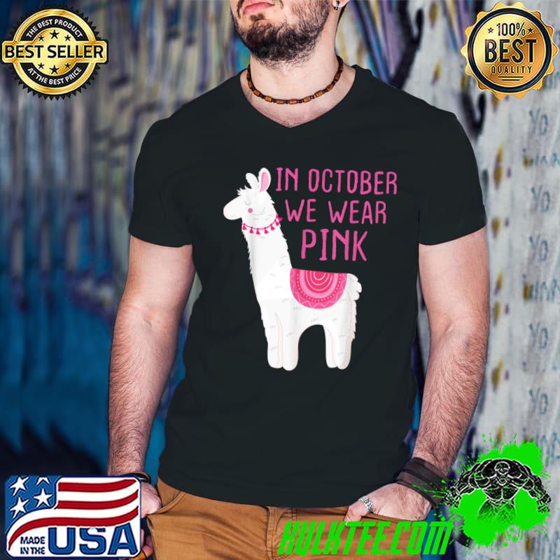 Premium in October We Wear Pink Llama Cancer Awareness Kids Boys T-Shirt