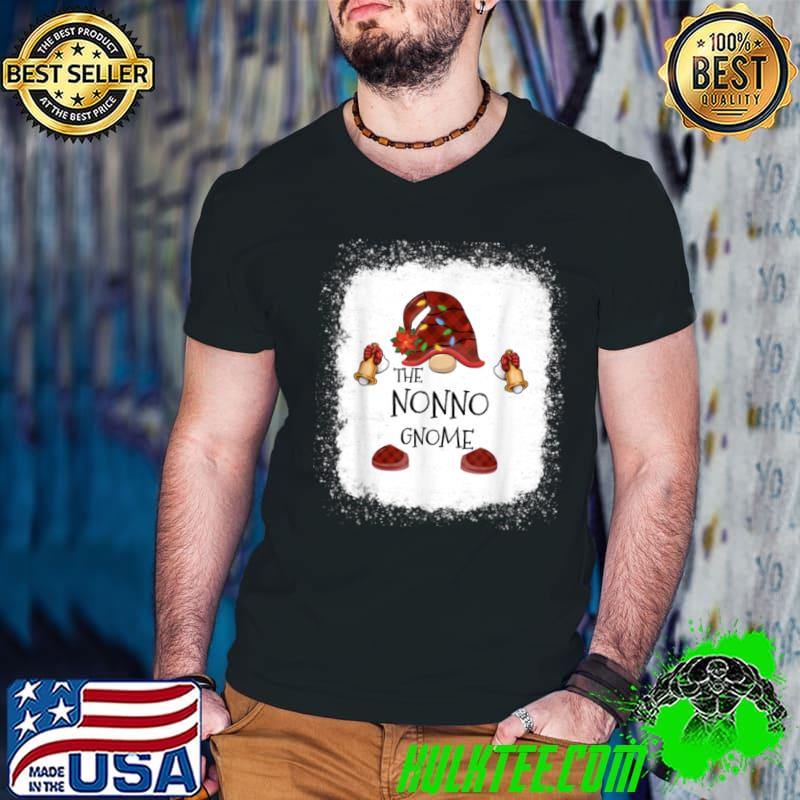 Premium Nonno Gnome Buffalo Plaid Christmas Light Bleached T Shirt