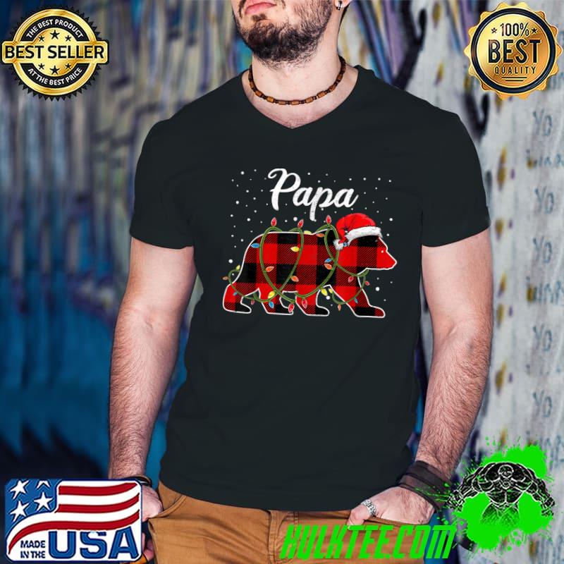 Premium papa Bear Shirt, Red Buffalo Plaid Dad Bear Pajama T-Shirt