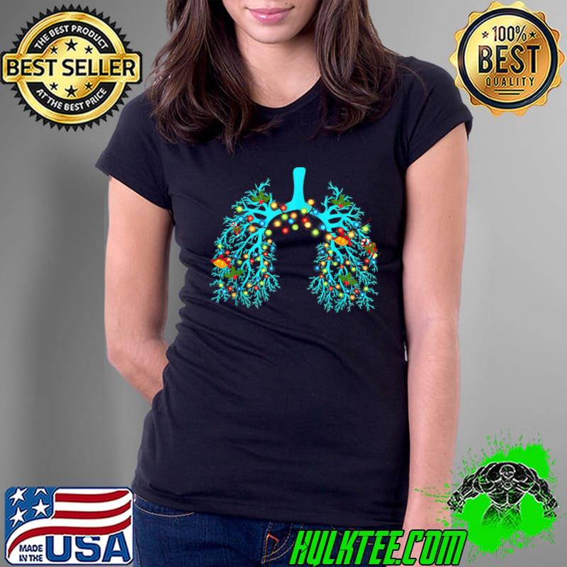 Premium respiratory Therapy Lung Christmas Xmas Light Ornament T-s Ladies Tee Premium respiratory Therapy Lung Christmas Xmas Light Ornament T-s Ladies Tee