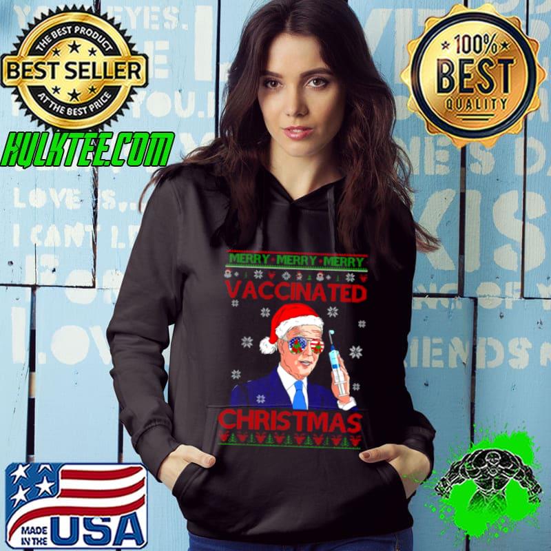 Premium Santa Biden merry merry merry vaccinated ugly Christmas shirt