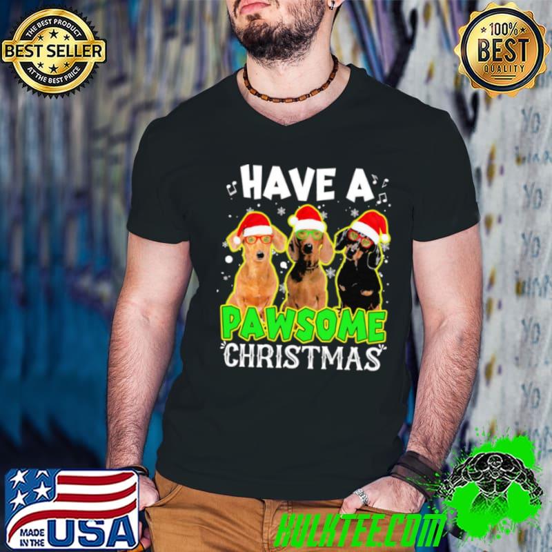 Premium Santa Dachshunds Have A Pawsome Christmas Shirt Guys V Neck Premium Santa Dachshunds Have A Pawsome Christmas Shirt Guys V Neck
