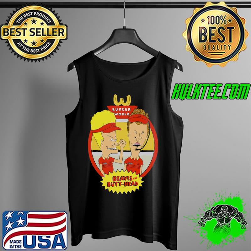 Premium Sarcastic Cartoon Beavis and Butthead World Circle Frame Unisex T-Shirt Tank Top Premium Sarcastic Cartoon Beavis and Butthead World Circle Frame Unisex T-Shirt Tank Top
