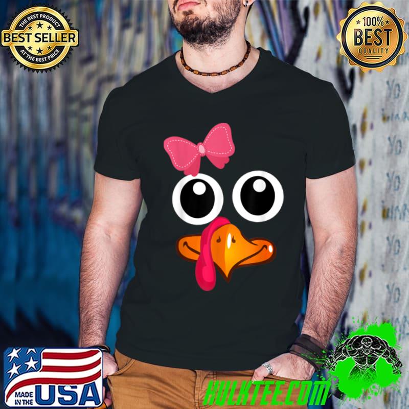 Premium Thanksgiving Turkey Face Cute Girl T Shirt