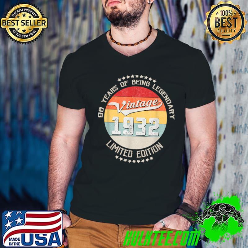 Premium vintage 1932 90th Yrs Old Birthday 90 Years Being Legendary T-Shirt Guys V Neck Premium vintage 1932 90th Yrs Old Birthday 90 Years Being Legendary T-Shirt Guys V Neck