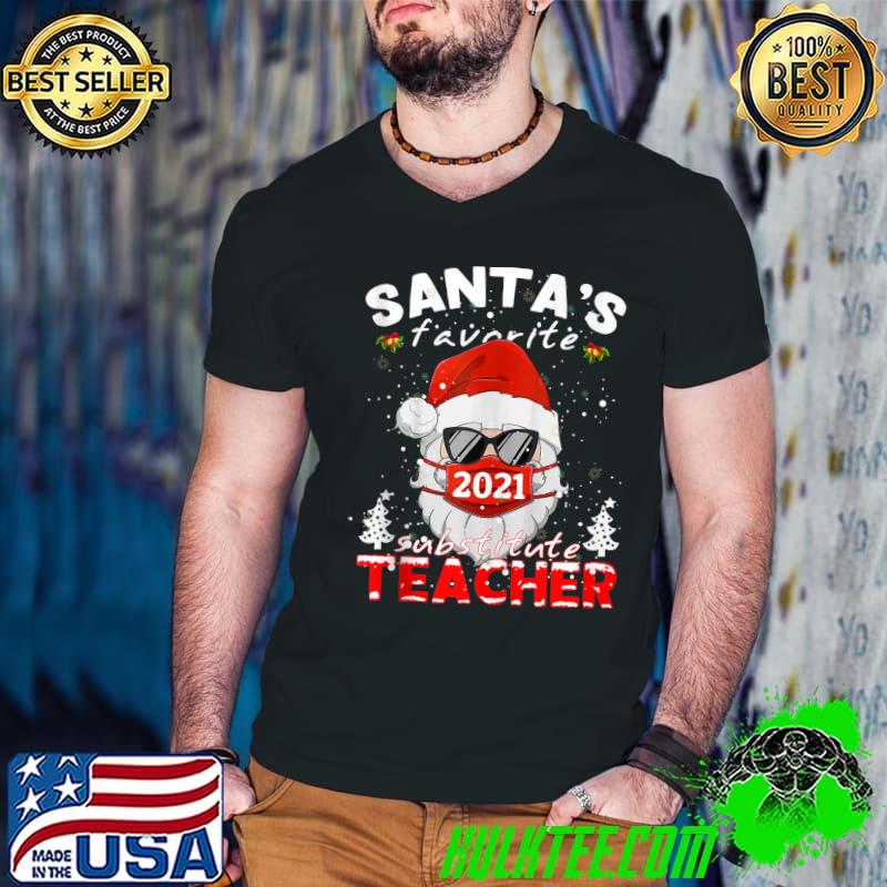 Santa's Favorite Substitute Teacher Christmas Santa Face T-s Guys V Neck Santa's Favorite Substitute Teacher Christmas Santa Face T-s Guys V Neck