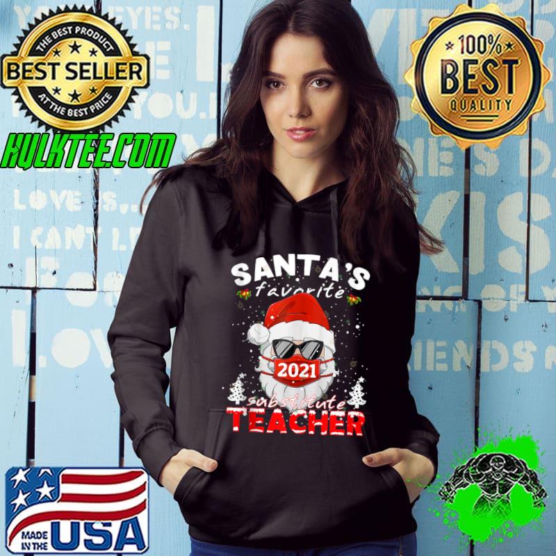 Santa's Favorite Substitute Teacher Christmas Santa Face T-shirt