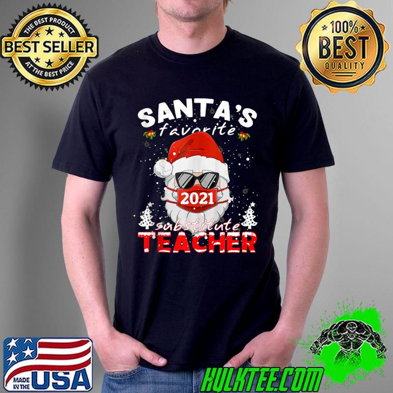 Santa's Favorite Substitute Teacher Christmas Santa Face T-s Unisex Santa's Favorite Substitute Teacher Christmas Santa Face T-s Unisex
