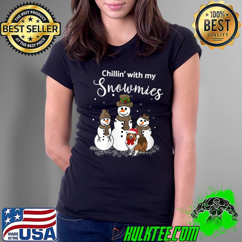 Sheltie Mom Chillin' With My Snowmies Snowman Leopard T-Shirt Ladies Tee Sheltie Mom Chillin' With My Snowmies Snowman Leopard T-Shirt Ladies Tee