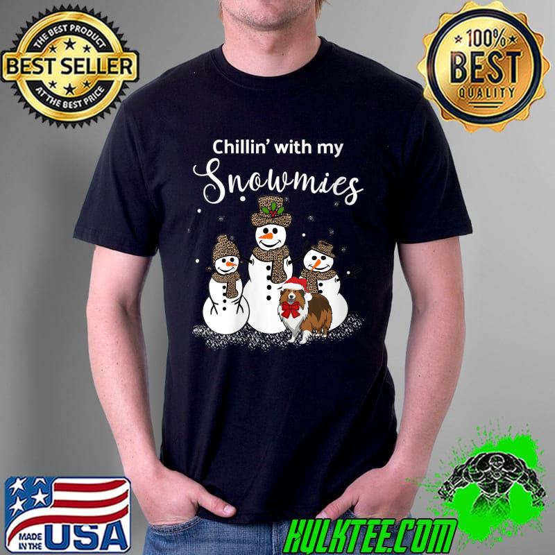Sheltie Mom Chillin' With My Snowmies Snowman Leopard T-Shirt Unisex Sheltie Mom Chillin' With My Snowmies Snowman Leopard T-Shirt Unisex
