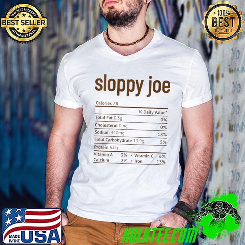 Sloppy Joe Nutrition Fact Funny Thanksgiving Christmas T-Shirt
