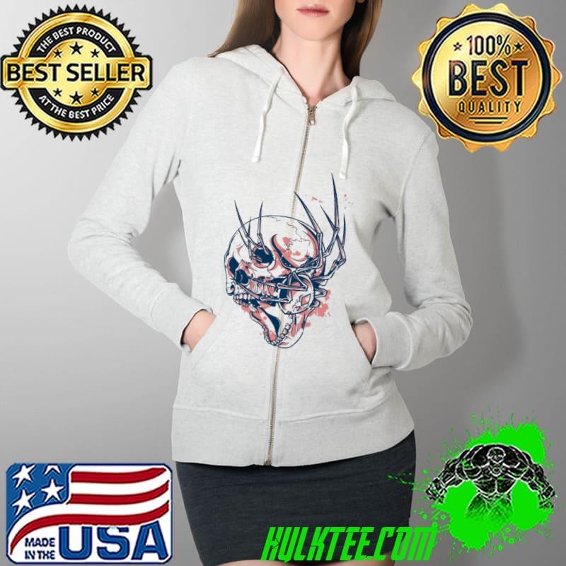 Spider Crawling Skull Shirt Full Zip Hooded Spider Crawling Skull Shirt Full Zip Hooded
