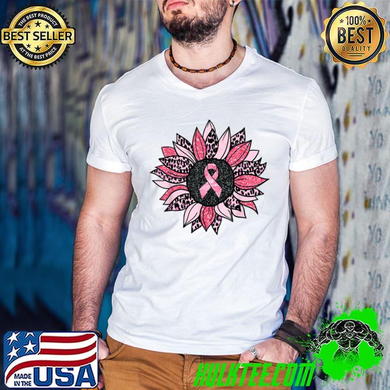 Sunflower Pink Breast Cancer Awareness Women Warrior T-Shirt
