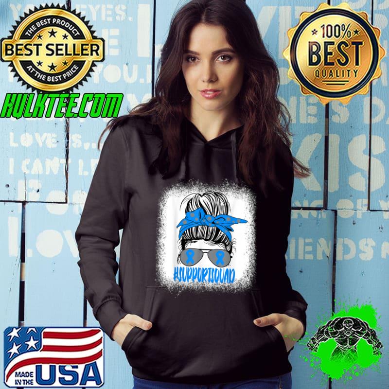 Support Squad Messy Bun November Blue Diabetes Awareness T1D T-Shirt