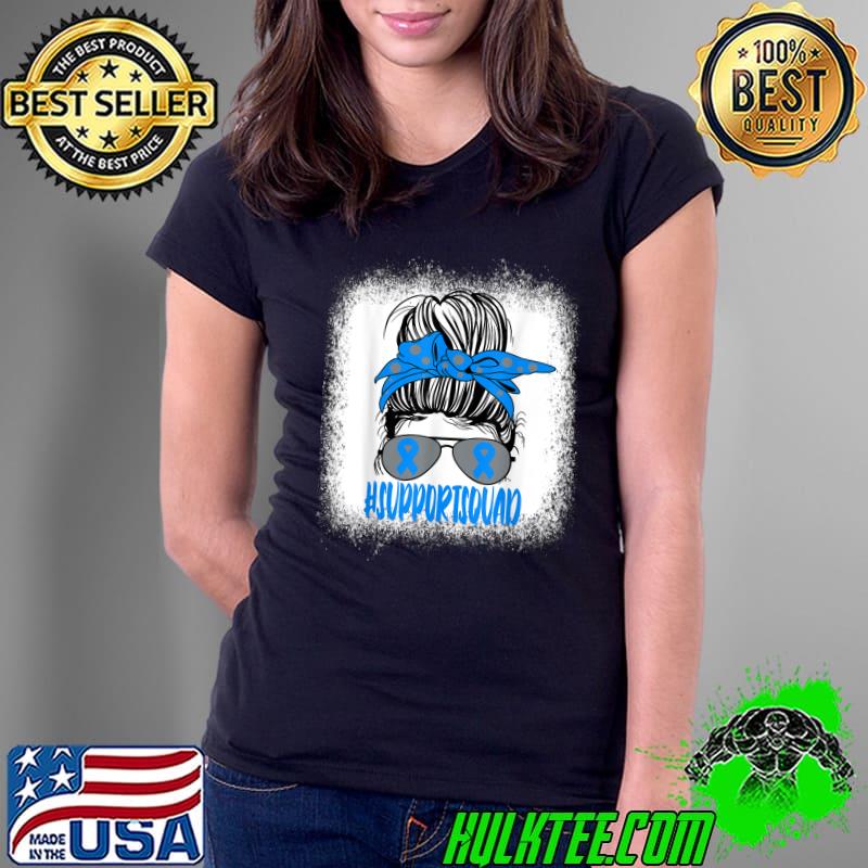 Support Squad Messy Bun November Blue Diabetes Awareness T1D T-Shirt Ladies Tee Support Squad Messy Bun November Blue Diabetes Awareness T1D T-Shirt Ladies Tee