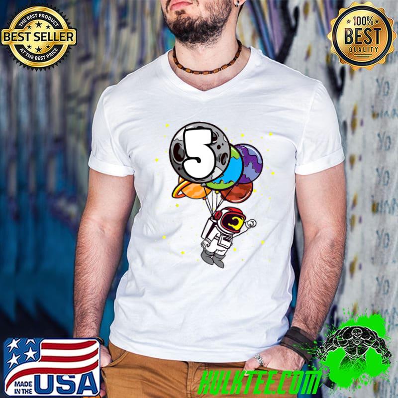 Top 5th Birthday Astronaut 5 Years Old Planets Boys T-Shirt