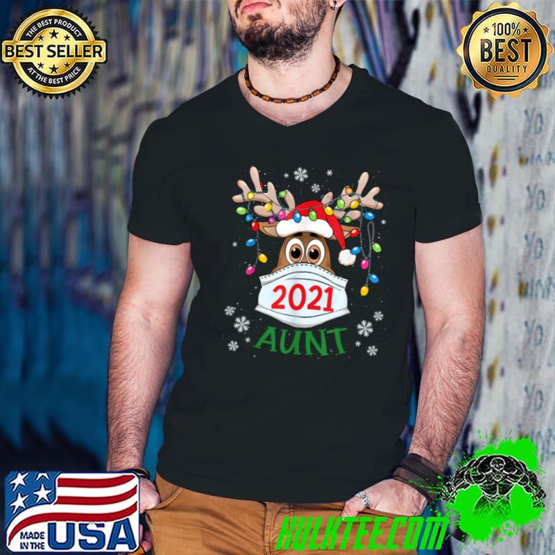 Top Aunt Reindeer Quarantine Christmas 2021 Xmas Lights Pajamas T Shirt
