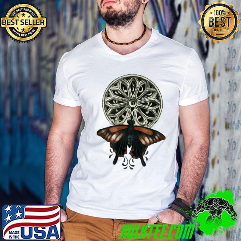 Top butterfly and gothic window insect wings nectar pollinate T-Shirt