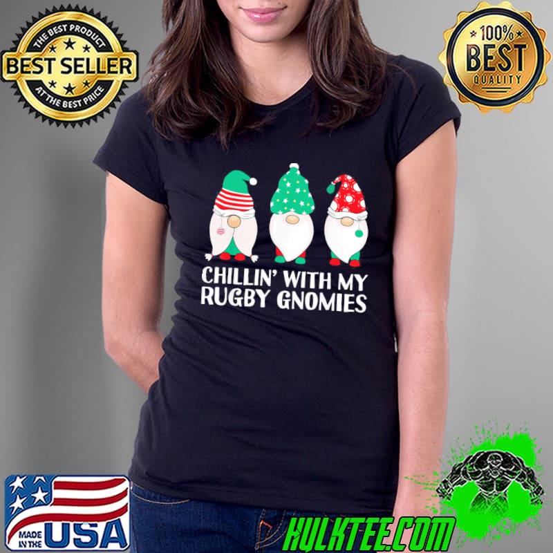 Top Chilling With My Rugby Gnomies T-Shirt Ladies Tee Top Chilling With My Rugby Gnomies T-Shirt Ladies Tee