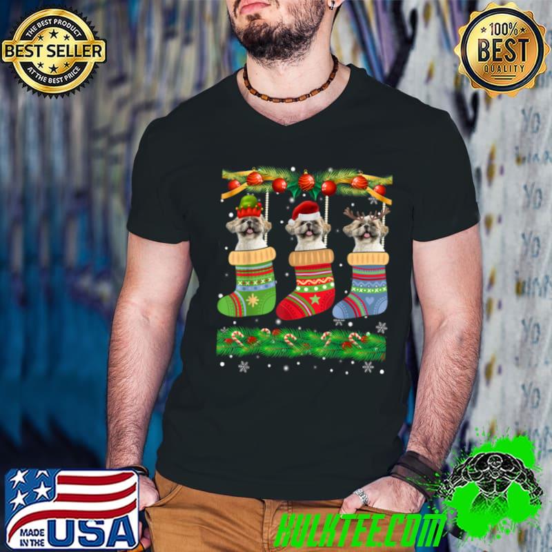 Top Christmas Pajama Shih Tzu Dog Puppy Lover Xmas Socks T Shirt