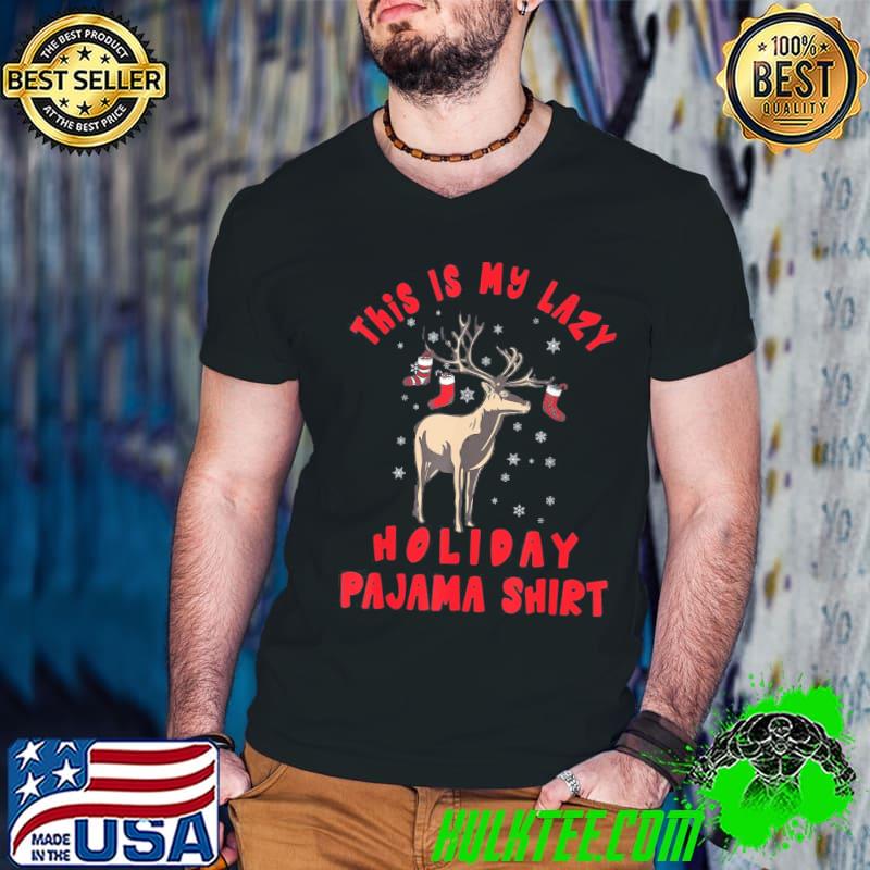 Top Christmas Stocking Deer Matching Family PJ Holiday Pajama T-Shirt