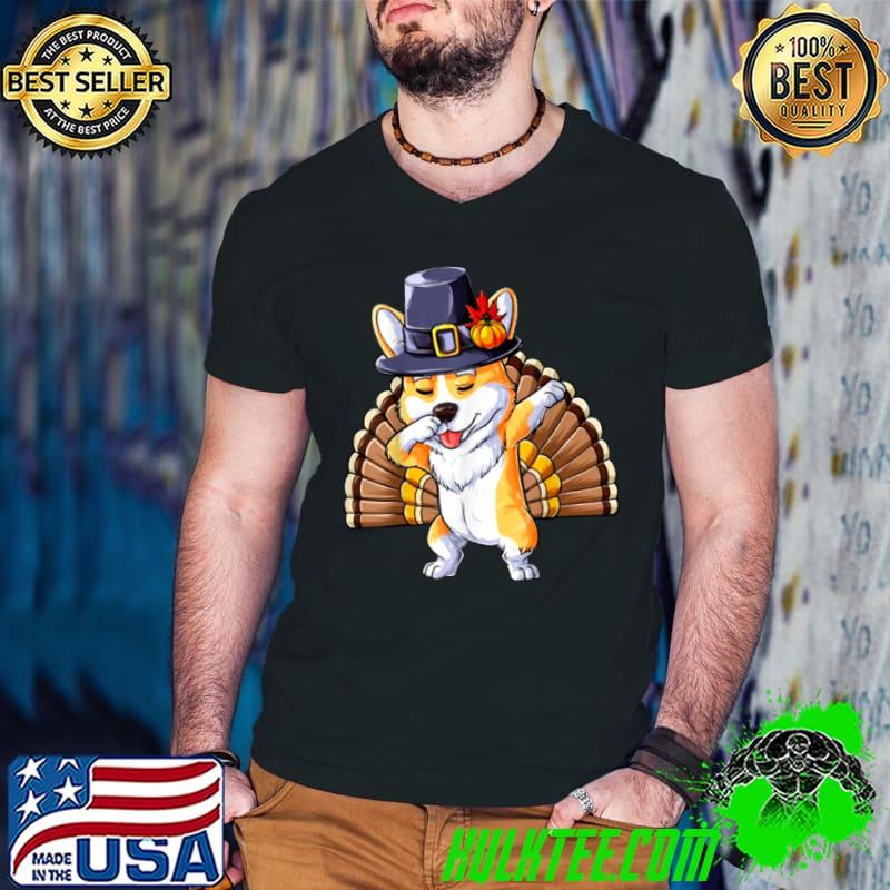 Top Dabbing Corgi Thanksgiving Funny T Shirt