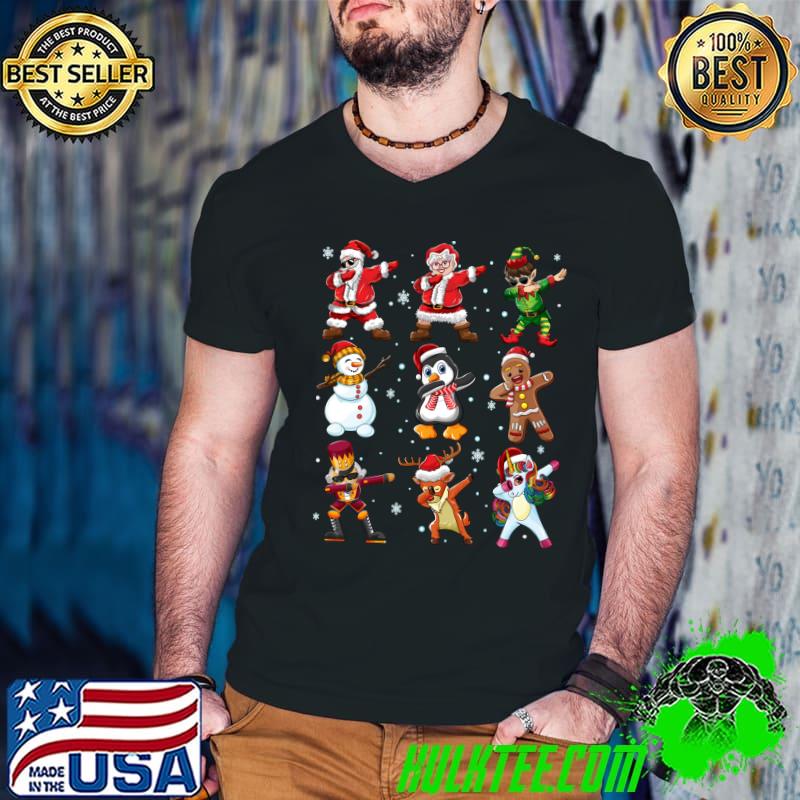 Top dabbing Team Santa Mrs Claus Penguin Elf Christmas T-shirtt