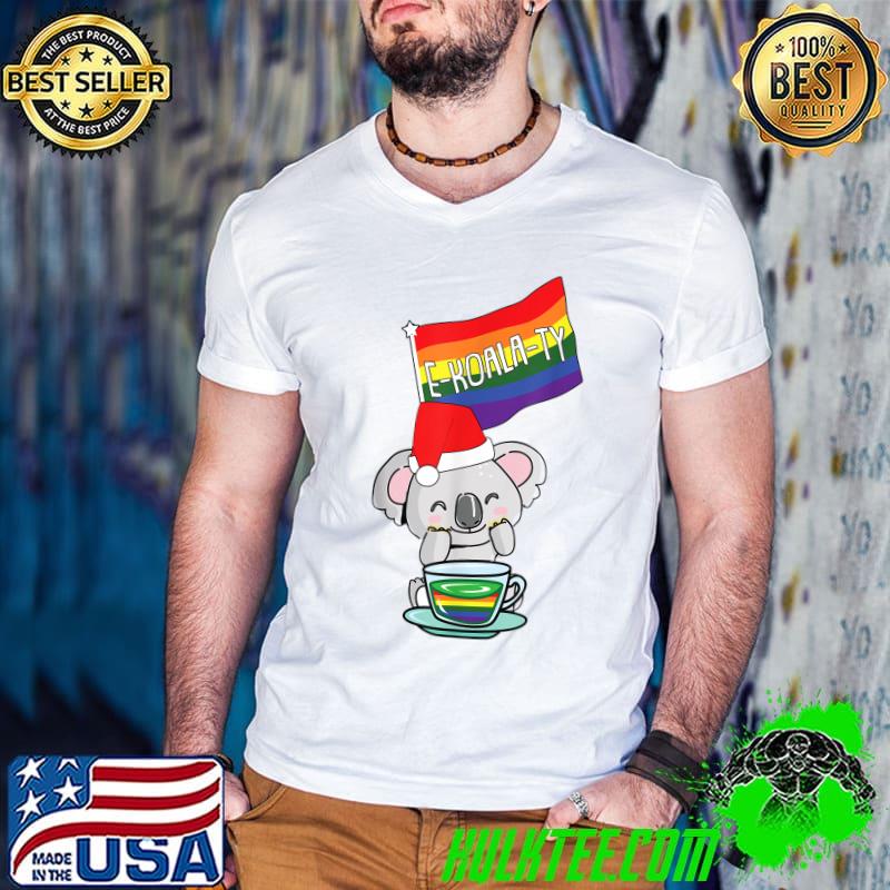 Top E-koala-ty Christmas Cute LGBT-Q Gay Pride Flag Xmas Pajama T-Shirt