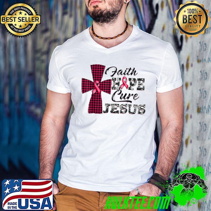 Top faith Hope Cure God Pink Ribbon Hope Leopard Cure T-Shirt