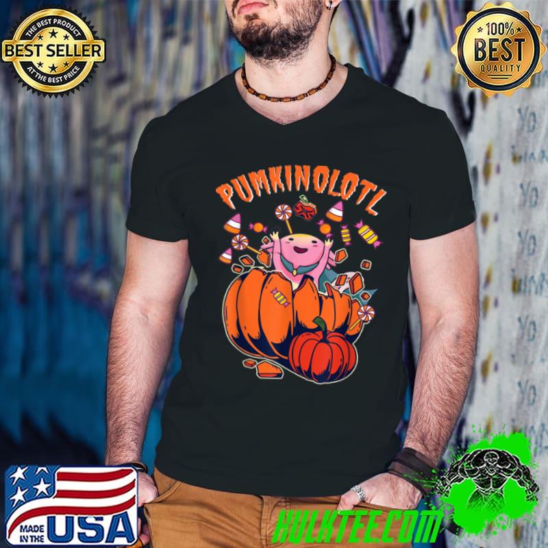 Top funny axolotl pumpkinolotl witch halloween T Shirt