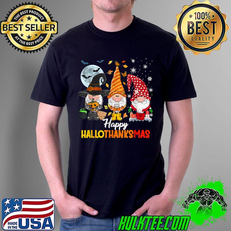 Top Gnomes Happy Hallothanksmas Halloween And Merry Christmas T Shirt Unisex Top Gnomes Happy Hallothanksmas Halloween And Merry Christmas T Shirt Unisex