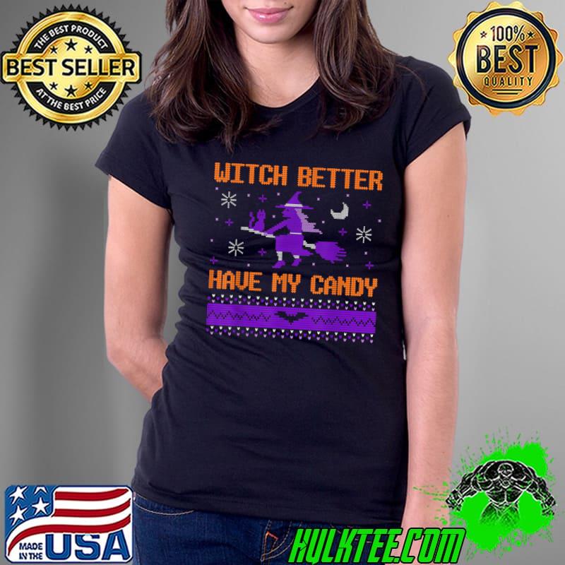 Top scary Halloween Witch Graphic Design T-Shirt Ladies Tee Top scary Halloween Witch Graphic Design T-Shirt Ladies Tee