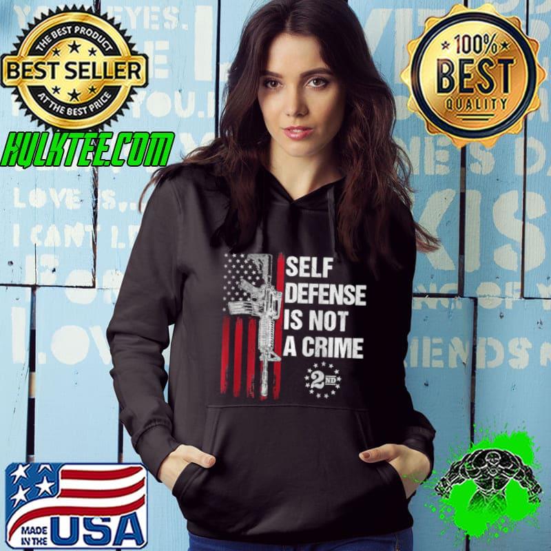 Top Self defense is Not a Crime Gun Rights AR 15 American Flag T Shirt Top Self defense is Not a Crime Gun Rights AR 15 American Flag T Shirt