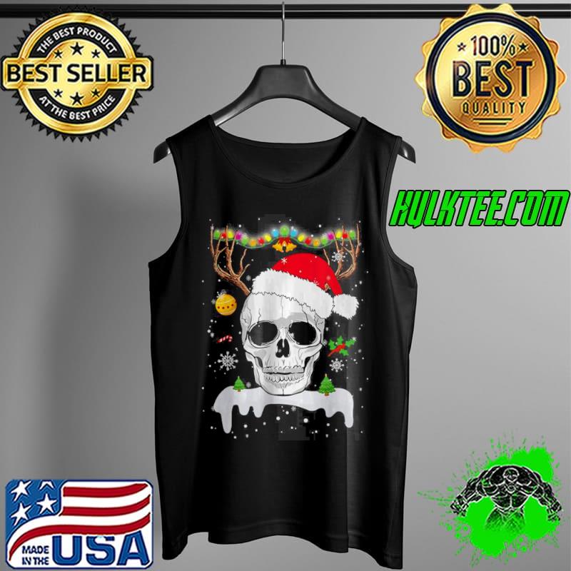 Top Skull Reindeer Christmas Skulls Santa Hat Reindeer T Shirt Tank Top Top Skull Reindeer Christmas Skulls Santa Hat Reindeer T Shirt Tank Top