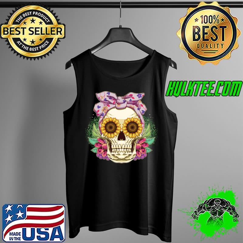 Top skull Sunflower Skeleton Autumn Celebration Ghosts Party T-s Tank Top Top skull Sunflower Skeleton Autumn Celebration Ghosts Party T-s Tank Top