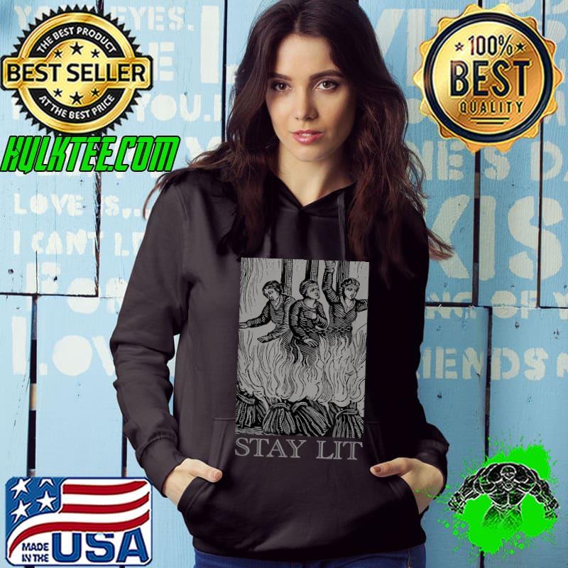 Top Stay Lit Occult Satan Witch Unholy Baphomet Tarot Design T-Shirt