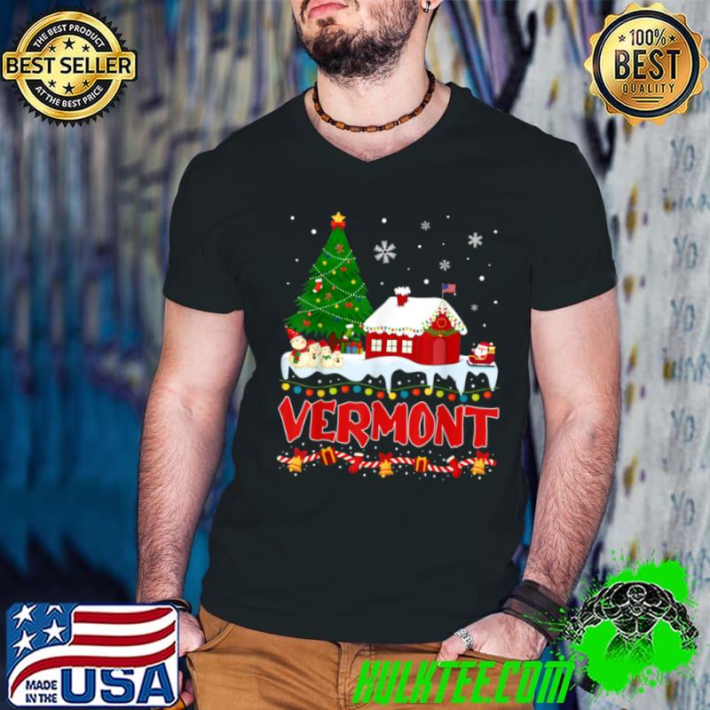 Top Vermont Christmas Tree Light Pyjama State of Vermont Santa T Shirt Top Vermont Christmas Tree Light Pyjama State of Vermont Santa T Shirt