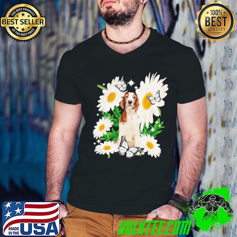Top Welsh Springer Spaniel Daisy Flower Classic Shirt Guys V Neck Top Welsh Springer Spaniel Daisy Flower Classic Shirt Guys V Neck