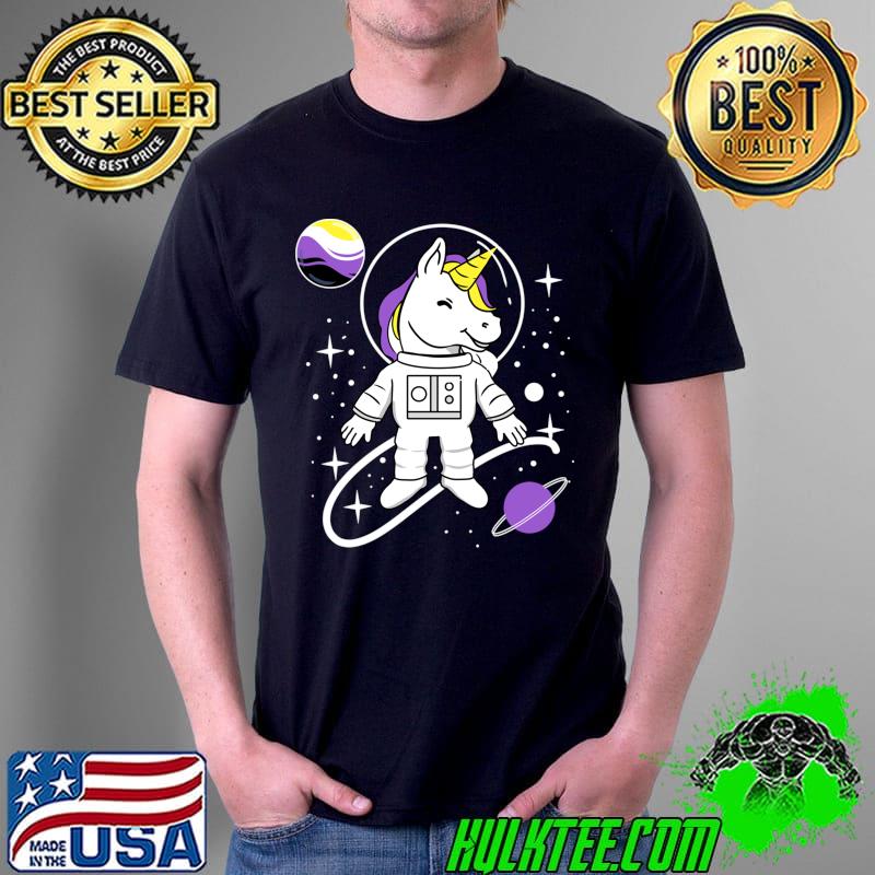 Unicorn Astronaut Nonbinary Pride T-Shirt Unisex Unicorn Astronaut Nonbinary Pride T-Shirt Unisex