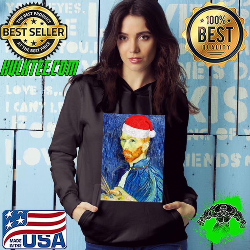 Van Gogh Christmas Santa Self Portrait With Christmas Lights Premium T-Shirt