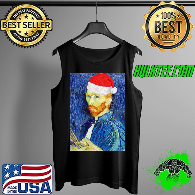 Van Gogh Christmas Santa Self Portrait With Christmas Lights Premium T-Shirt Tank Top Van Gogh Christmas Santa Self Portrait With Christmas Lights Premium T-Shirt Tank Top