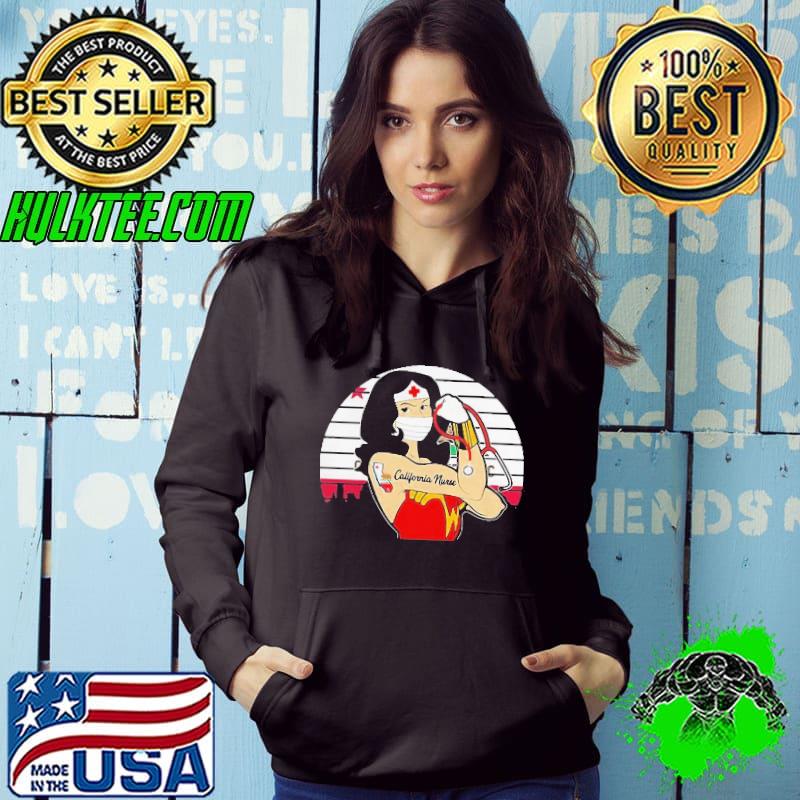 Vintage Wonder Woman Tattoos California Nurse COVID-19 Shirt