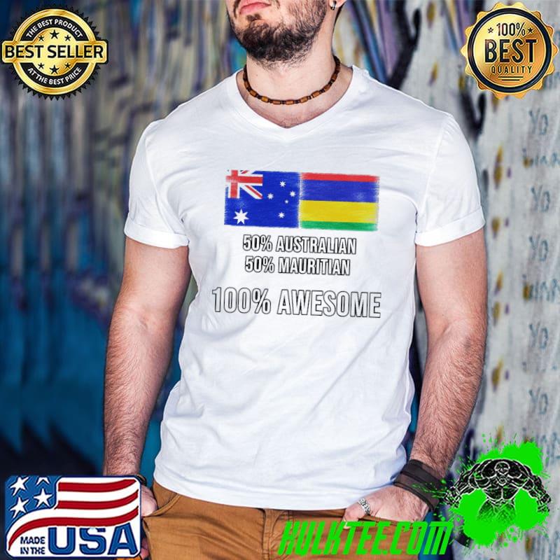 50 Australian 50 Mauritian 100 Awesome Mauritius Flag Unisex T-Shirt